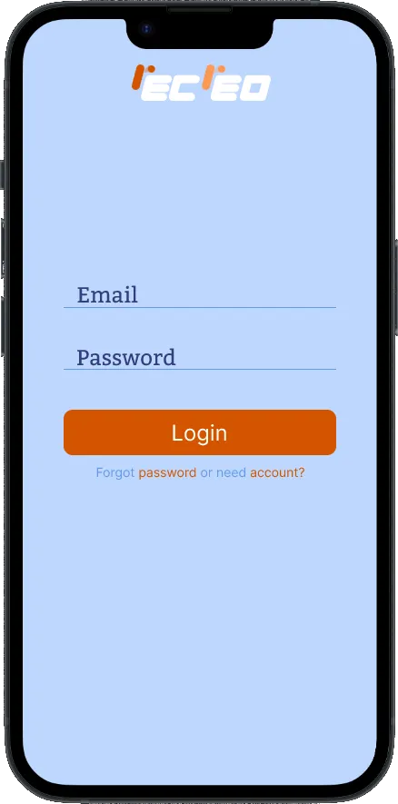 Recreo login screen